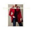 Red Twill Double breasted Young Ladies Fashion Coats / Womens High Collar Coats