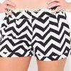 Ladies Summer Black and White Chevron Ruffle Cotton Shorts Hss732