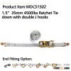 WDCS1502 1.5  35mm 4500lbs ratchet tie down with double J hooks