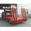 60 ton 3 axle low flatbed low bed truck semi trailer with high and low bed trailers