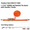 WDCS11602 1-1/16  3300lbs red Ratchet Tie down with Double J hooks