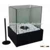 decorative square table top iron metal &glass bio ethanol fireplace