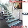 LED glass stairs / stainless steel glass staircase