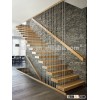 contemporary floating staircase with wood tread invisible stringer straight stairs
