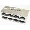 Magnetic POE 10 / 100 / 1000M RJ45 Connector with LEDs , 2 X 4 Port