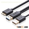 USB 3.0 Male To Micro B Male Cable With Extra A Male For Charging