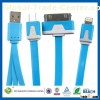 Flat Noodle 3 in 1 USB To Micro USB 30 Pin 8 Pin USB Sync Charger Cable for Samsung Galaxy Note 2 S2