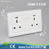 led light double 2 gang British 13A switch socket push button electrical wall switch brand