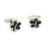 Flowers Laser Welding Stainless Steel Cufflinks with Black epoxy glue