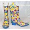 Fashionable Wrinkle Rubber Rain Boot , Waterproof Removable Insole Boot