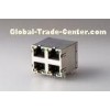 4 Port 90 Degree RJ45  With LED And Shielded , 8P8C Side Enter Gold Plating