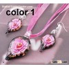 drop lampwork glass pendant necklace set