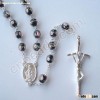 round lampwork glass rosary necklace 5 decade necklace