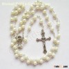 glass pearl communication rosary necklaces catholic jewelry