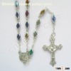 oblong crystal rosary necklace plated prayer beads