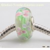 2016 New High Quality Silver Plated DIY Pink Flower Murano Glass Beads Fit Original Bracelet Charms