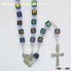 square crystal glass rosary plated catholic rosary necklace