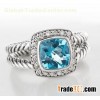 David Yurman Designer Inspired Jewelry 7mm Blue Topaz  Petite Albion Ring