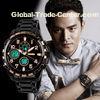 Double Time Zones Man's Analog Digital Wrist Watch With Japanese Battery