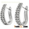 Sterling Silver Cubic Zirconia Hoop Earrings,925 silver jewelry,fine jewelry