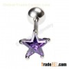 Elegant purple star shaped crystal piercing jewelry  tongue ring