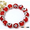 Evil Eye glass bracelet with rhinestone beads