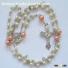 glass pearl rosary with large father beads catholic necklace