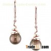 14k rose gold brown freshwater pearl earrings