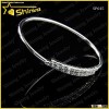 Elegant Ladies High Quality CZ Inlay rhodium plated Bangle Bracelet Sterling Silver