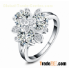 Charm silver jewelry ladies cz zircon flower design finger rings