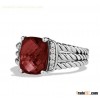 David Yurman 10x8mm Petite Wheaton Ring with Garnet