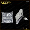 wholesale 925 strling silver earrings studs rhodium plated aaa zircon iced out hip hop jewelry