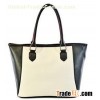 Wholesale promotion custom simple shopping black and white pu leather tote bag