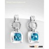 David Yurman Blue Topaz Cushion Earrings