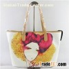 Silk Print Leather Tote