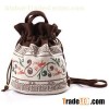 Silk Print Fabric Bucket Bag
