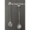 Handmade long rhodium plating silver dangle jewellery earring with star zirconia