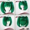 100% kanekalon green cosplay wig with ponytail