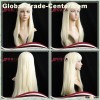 long straight white synthetic wig