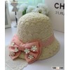Retro Foldable UV Protection Sun Visor Straw Hat Fisherman Bucket Hat with Big Bowknot