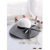 Large Brimmed Black and White Stripes Lady Fashion Summer Sun Visor Straw Hat with Bowknot