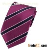 Men´s 100% Polyester Casual Style Stripes Small MOQ Own Logo Strip Tie Purple