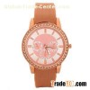 Alloy Case Silicone Band Fake Chronograph Dial Women's Watch