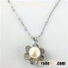 Promotion Sale Silver Plating Alloy Chain Natural Freshwater Sunflower Pearl Pendant Necklace Very C