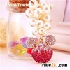 China Factory Fashion Rhinestone Pearl Mickey Mouse Head Key Chain Pendant, Cartoon Pearl Girls Key
