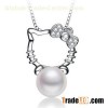 Wholesale Fashion Gold Plated Big Hello Kitty Pearl Pendant Latest Design Pendant Pearl Color Option