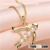 Customized Sagittarius Amulet Pendant Necklace, Birthday Sagittarius Pearl Pendant 14K Gold Plated C
