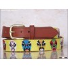 The Fashion Peaking Needlepoint Belts with Custom Design Pattern in Genuine Leather