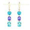 925 silver dangle jewellery earrings with heart-shaped oval and square gemstones