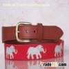 Personalized Hand Stitched Red Elephant Needlepoint Belts for Wedding Belts